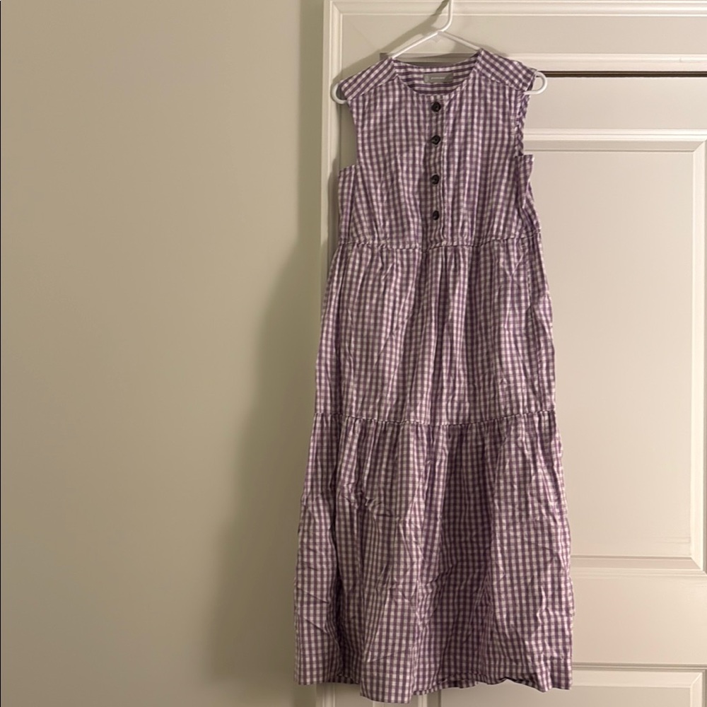 Everlane Purple Sleeveless Tiered Midi Dress